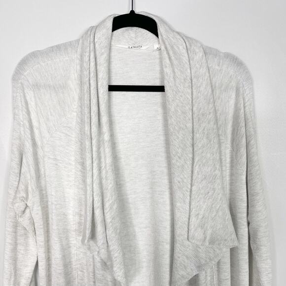 Athleta Small S Light Gray Studio Yoga Wrap Cardigan Sweater Draped Front Modal - Picture 4 of 12